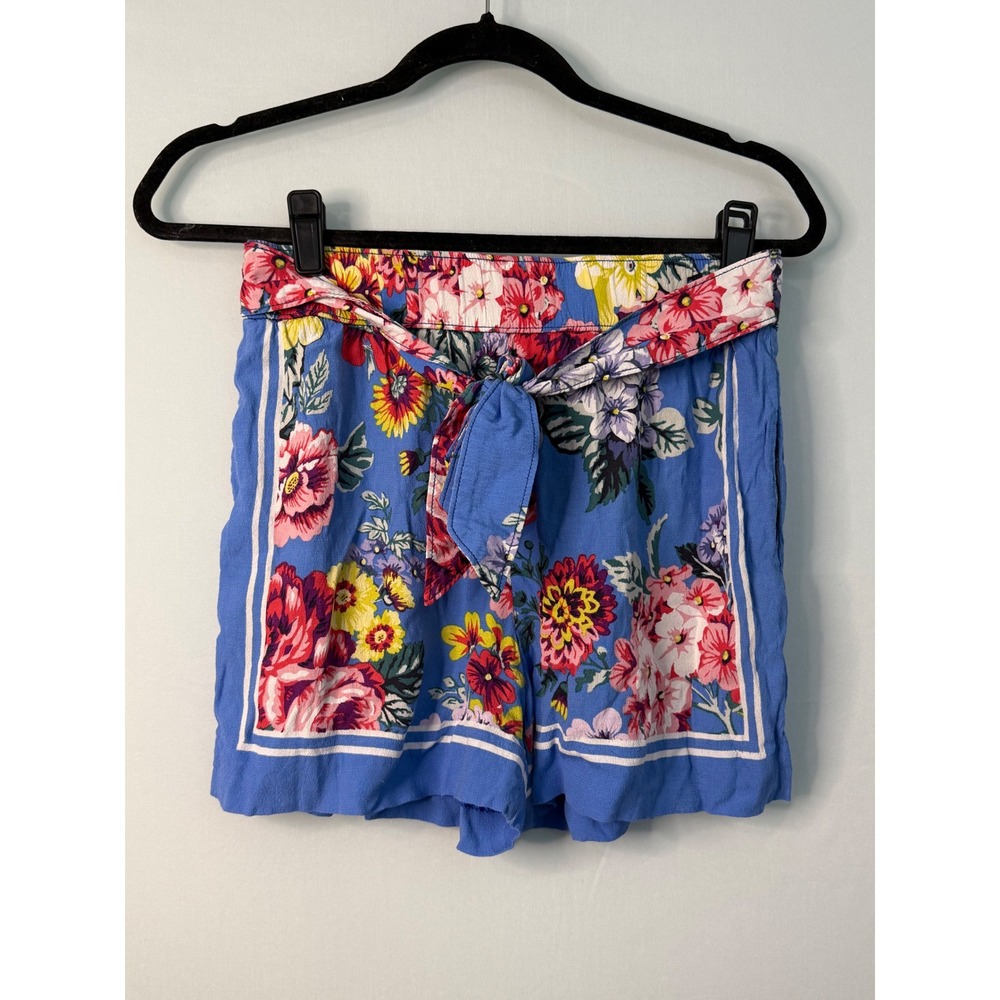 Maeve by Anthropologie Floral Print Shorts XS Blue White Belted Scarf‎ Viscose